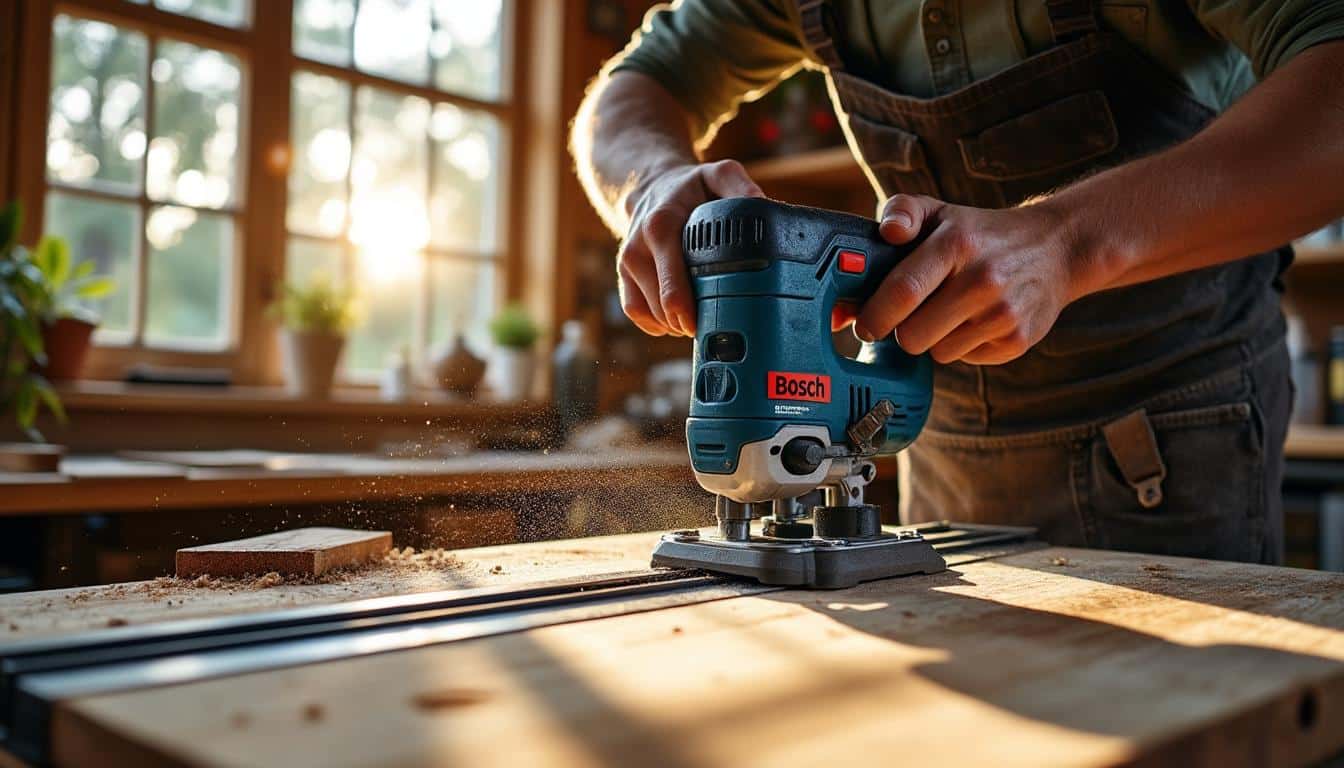 Illustration: Comprendre la scie plongeante Bosch associée à un rail de guidage