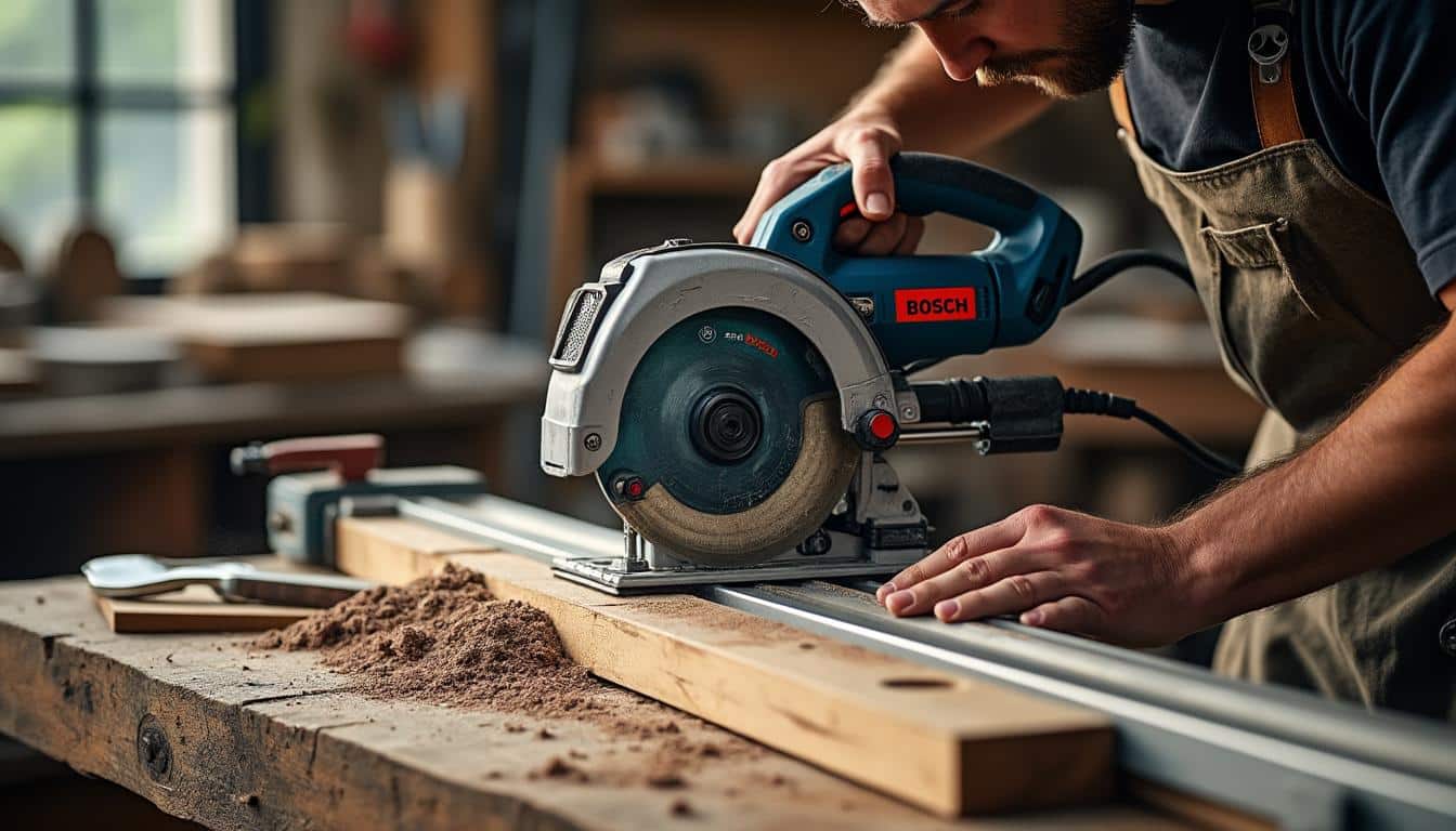 Scie plongeante Bosch avec rail : précision et sécurité garanties