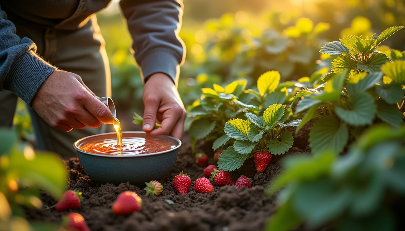 Illustration: Qu’est-ce qu’un engrais liquide adapté aux fraisiers et pourquoi l’utiliser ?